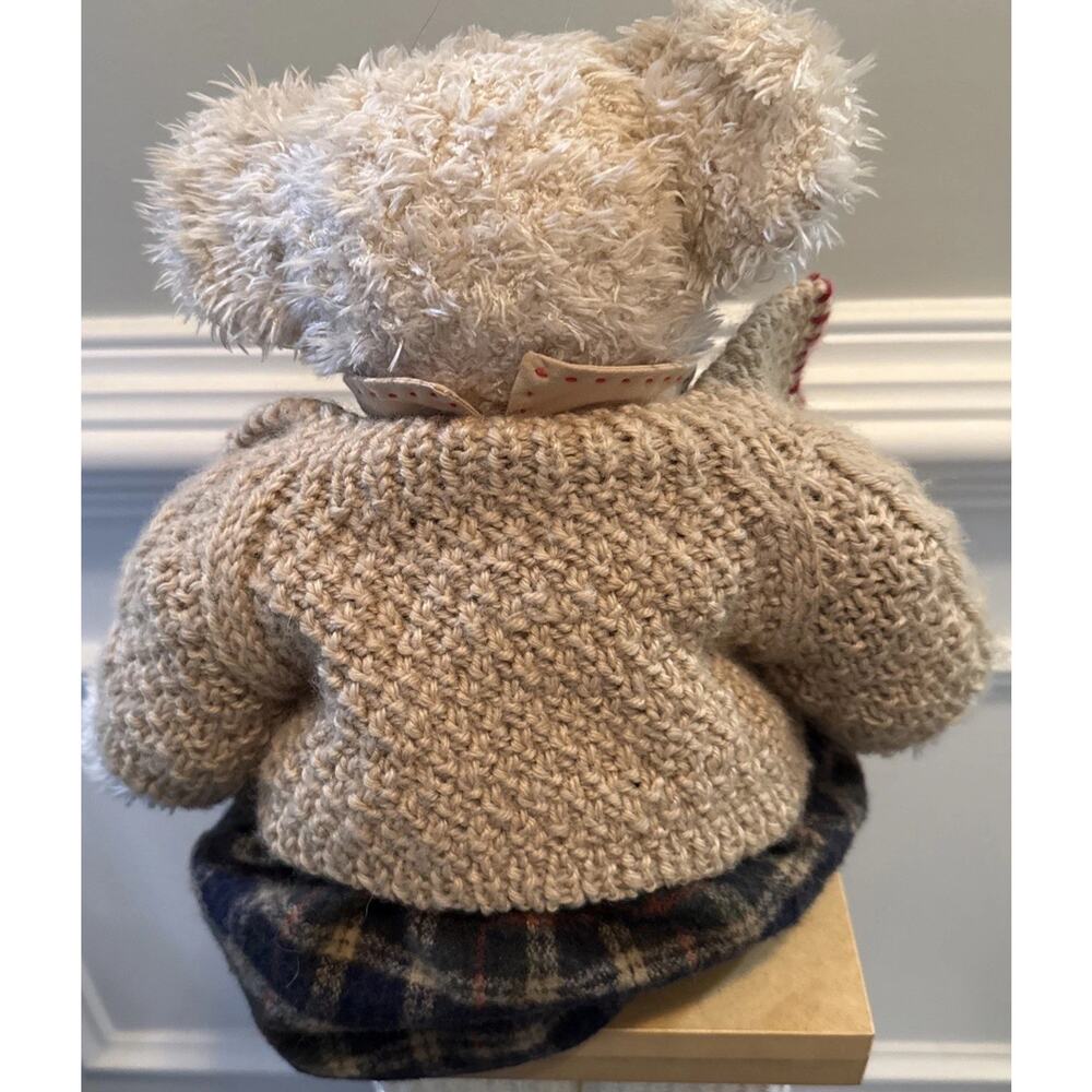 Russ Berrie Cosette Bear w Baby Plush Knit Sweater Plaid Dress 18” - Picture 7 of 9